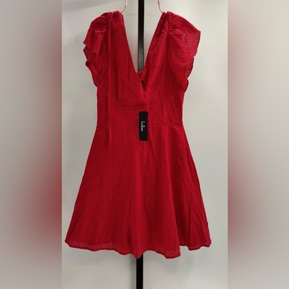 Lulus Sweeten Me Up Red Flutter Sleeve Mini Dress S NWT - Picture 6 of 7